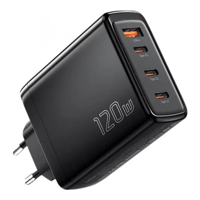 Зарядний пристрій Essager 3xUSB-C + 1xUSB 120W GaN (ECT3CA-JZB01-Z)