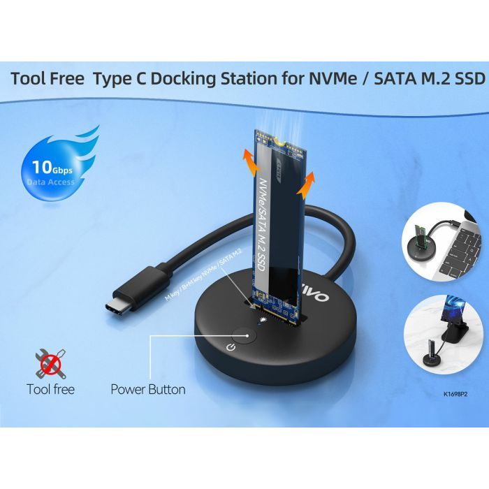 Док-станция для накопителей Maiwo M.2 NVMe/SATA SSD to USB3.2 Gen2 USB-C 10Gbps (K1698P2) изображение 5