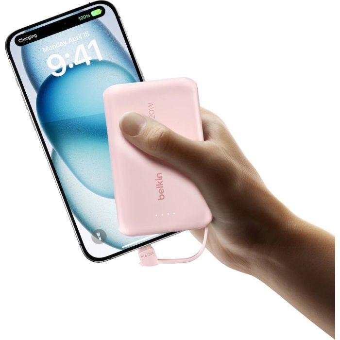 Батарея універсальна Belkin 10000mAh, 20W, USB-C, Pink (BPB021HQPK) зображення 12