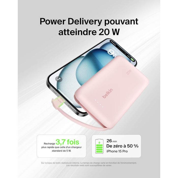 Батарея універсальна Belkin 10000mAh, 20W, USB-C, Pink (BPB021HQPK) зображення 3