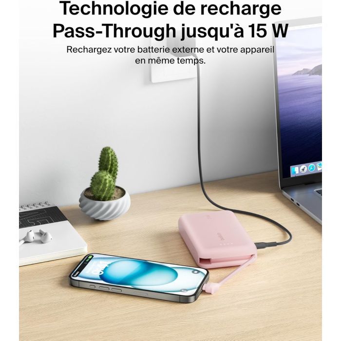 Батарея універсальна Belkin 10000mAh, 20W, USB-C, Pink (BPB021HQPK) зображення 4