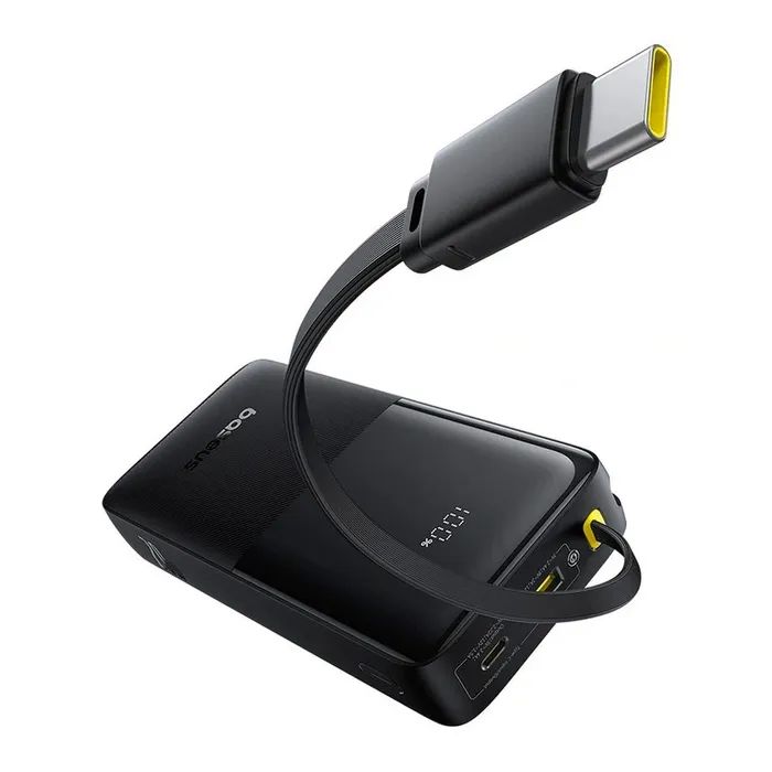 Батарея універсальна Baseus Bipow 2 Digital Display 20000mAh 20W with Built-in USB-C Cable Black (P10077101113-01) зображення 2
