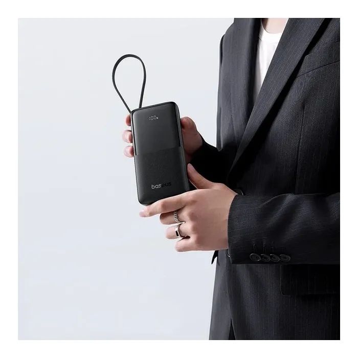 Батарея універсальна Baseus Bipow 2 Digital Display 20000mAh 20W with Built-in USB-C Cable Black (P10077101113-01) зображення 8