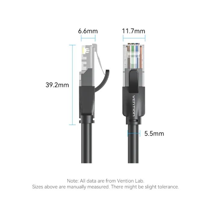 Патч-корд 10м, UTP cat 6 RJ-45 black Vention (IBEBL) зображення 10