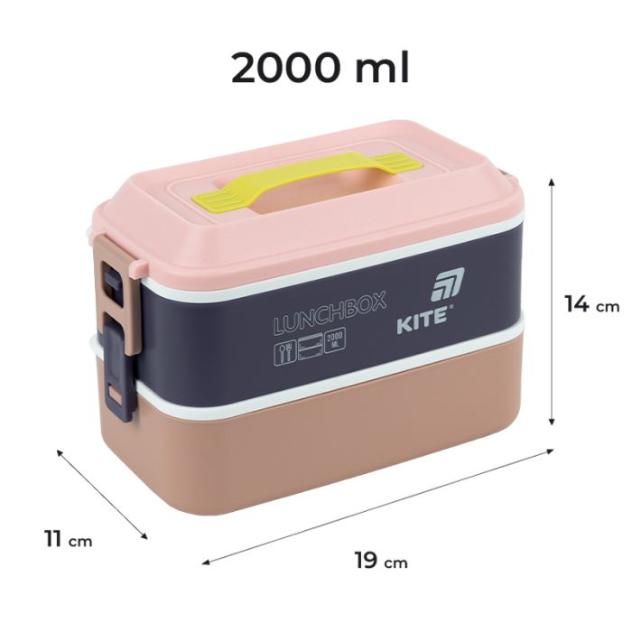 Ланч-бокс Kite подвійний з наповненням 2000 мл зелений (K25-1184-3) изображение 2