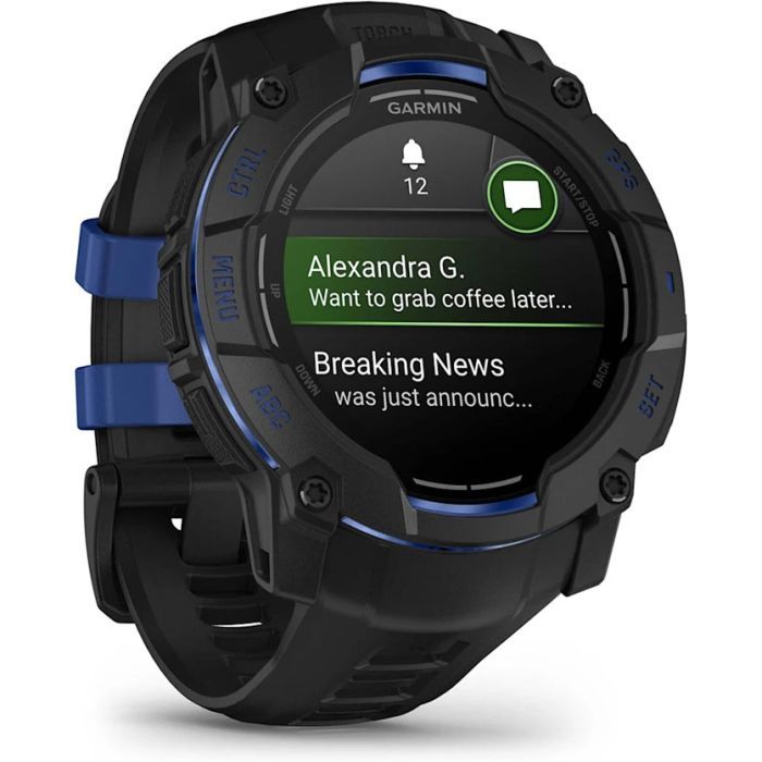 Смарт-часы Garmin Instinct 3, 50mm, AMOLED, Black with Bolt Blue Accents, GPS смарт-годинник (010-03020-03) изображение 3