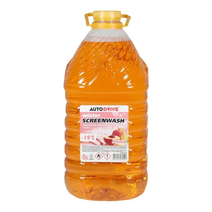 Омыватель автомобильный AUTO DRIVE WINTER SCREEN WASH PEACH -19 °С, ПЕТ 5 л (AD0141)