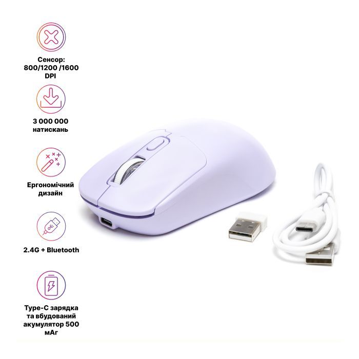 Мышка Hölmer MW-02OF Wireless/Bluetooth Purple (MW-02OF) изображение 2
