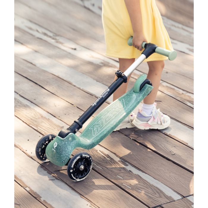 Самокат QPlay Sparkling триколісний дитячий з LED підсвіткою колес Nude Pink (ST006SparklingPink) изображение 7