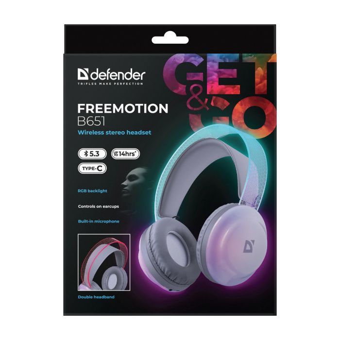 Навушники Defender FreeMotion B651 Bluetooth RGB White (63651) зображення 6