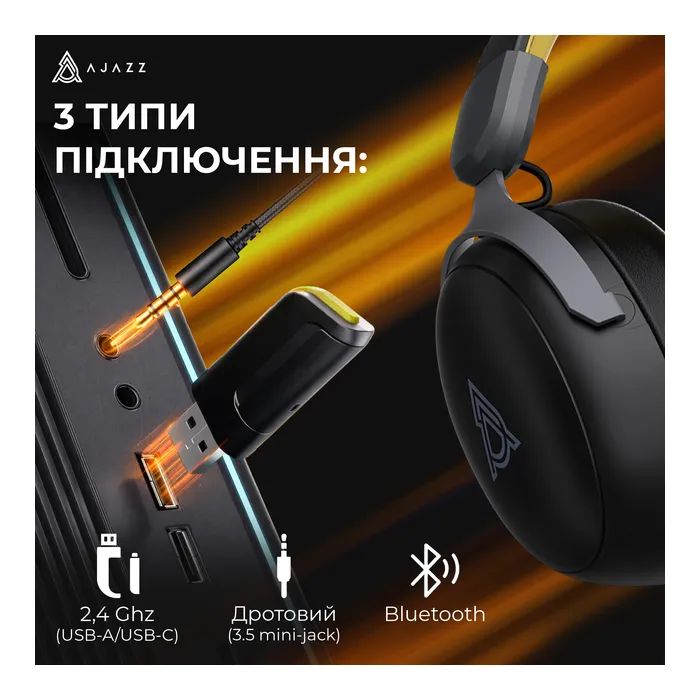 Наушники Ajazz AHM08 MAX 3-Mode Black (AHM08-MAX-BGY) изображение 3