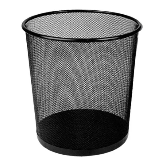 Корзина для бумаг H-Tone круглая металлическая 23,5 х 27 см, черная (JJ41222)