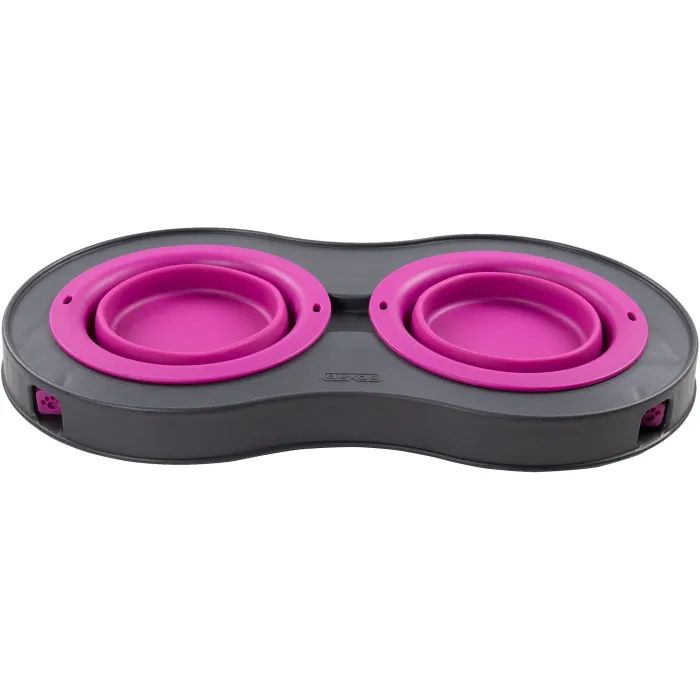 Посуд для собак Dexas Миска подвійна на складній підставці 240 мл пурпурна (0084297308988) зображення 4