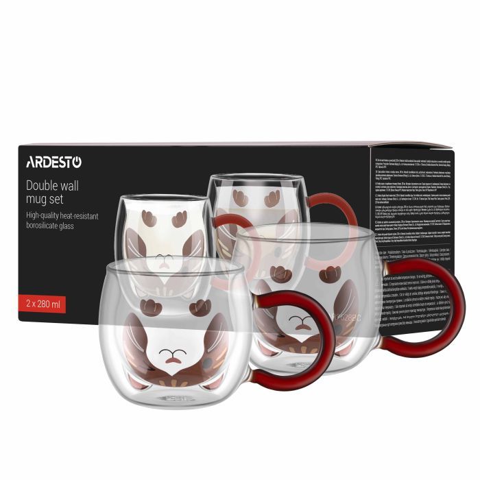 Набор чашек Ardesto Animals 280мл, 2шт, боросилікатне скло, прозорий (AR2628BC) изображение 3