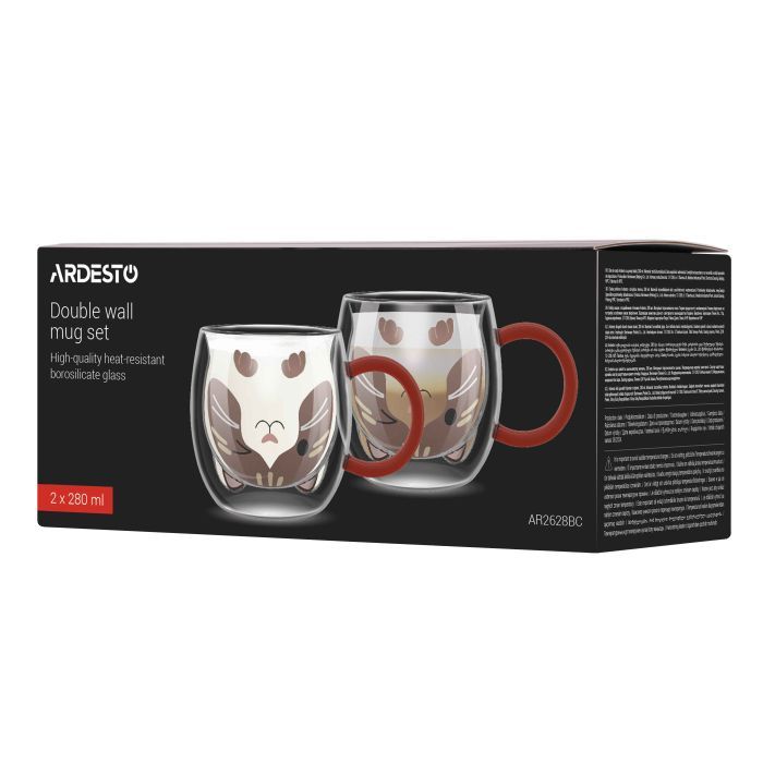 Набор чашек Ardesto Animals 280мл, 2шт, боросилікатне скло, прозорий (AR2628BC) изображение 4