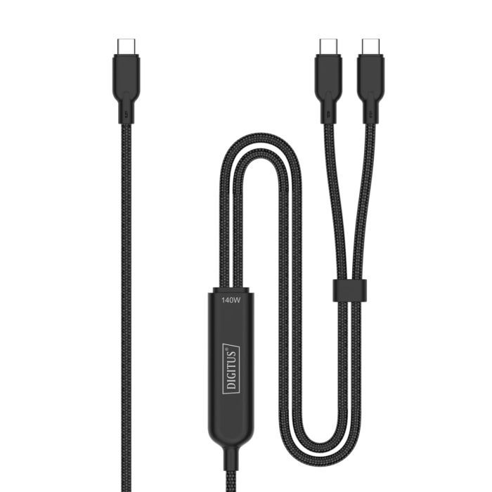 Дата кабель USB-C to 2xUSB-C 1.8m 140W black Digitus (AK-300170-018-S) зображення 3