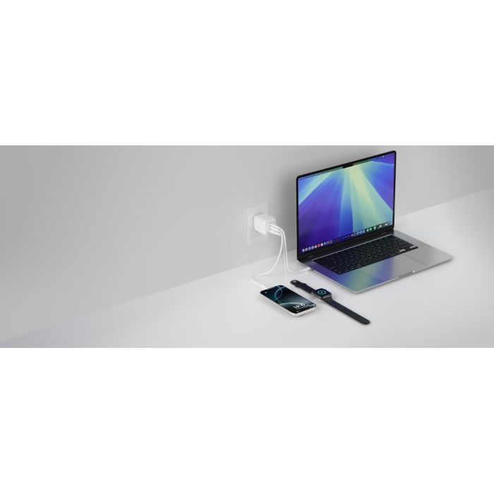 Зарядное устройство Belkin 2xUSB-C + 1xUSB PD70W PPS GaN white (WCH018HQWH) изображение 8