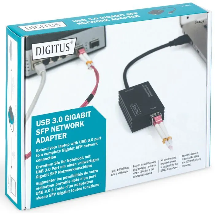 Переходник USB 3.0 AM to SFP Ethernet 1000Mbps black Digitus (DN-3026) изображение 8