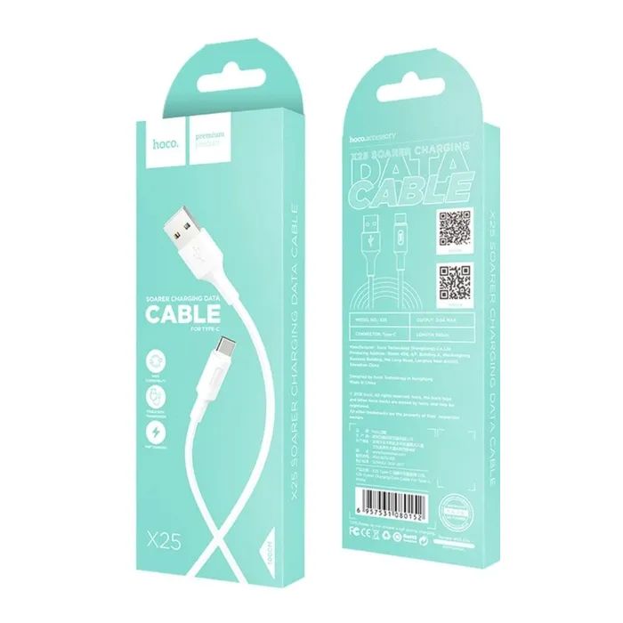 Дата кабель USB 2.0 AM to USB-C 1.0m 2A X25 black HOCO (6957531080145) изображение 5