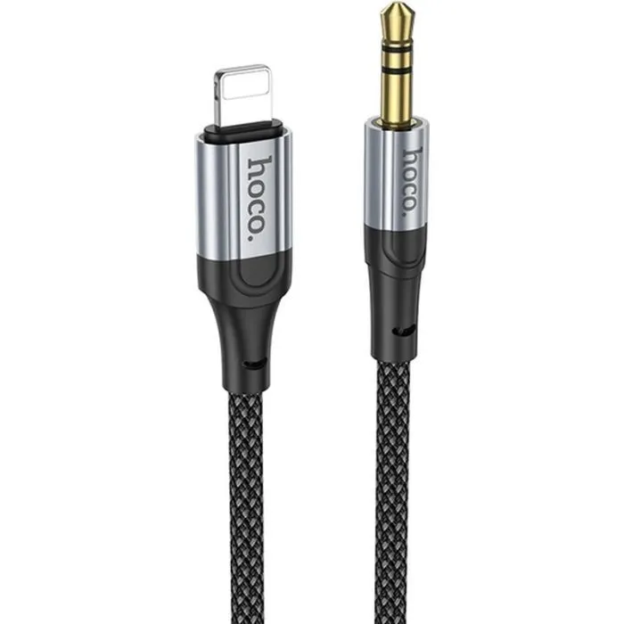 Кабель мультимедійний Lightning to 3.5mm M 1.0m nylon UPA26 black HOCO (6942007608817)