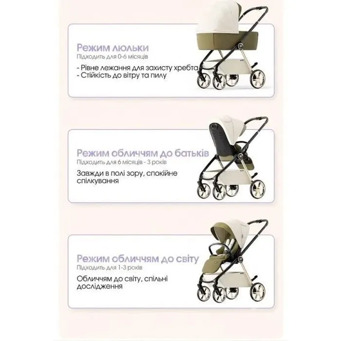 Коляска Kidilo 2в1 Haolaifu H3 Khahi Хакі (6928270766423) (1195571) изображение 13