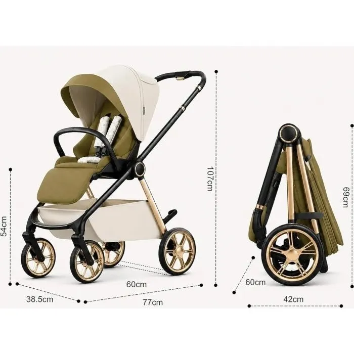Коляска Kidilo 2в1 Haolaifu H3 Khahi Хакі (6928270766423) (1195571) изображение 9