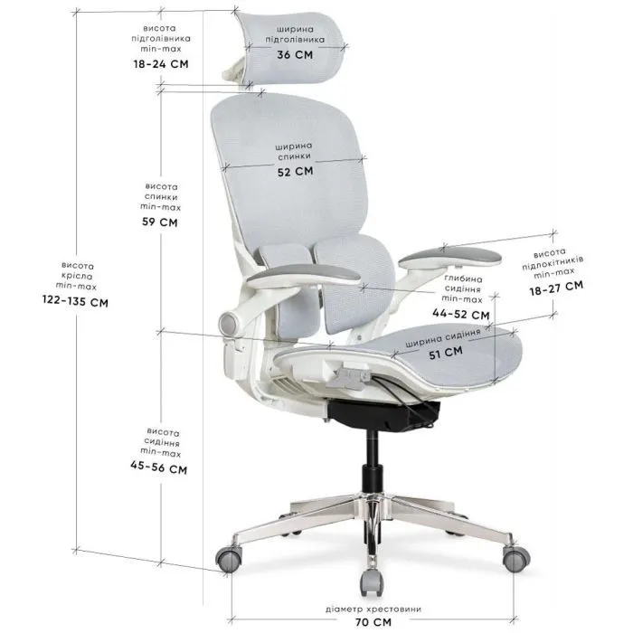 Офісне крісло Mealux S202 Air Grey (HF-S202 M/G) зображення 2