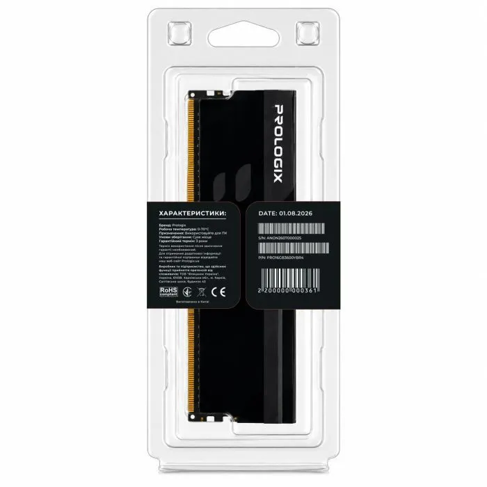 Модуль памяти для компьютера DDR4 16GB 3600 MHz Onyx Black RGB Prologix (PRO16GB3600YBR4) изображение 5