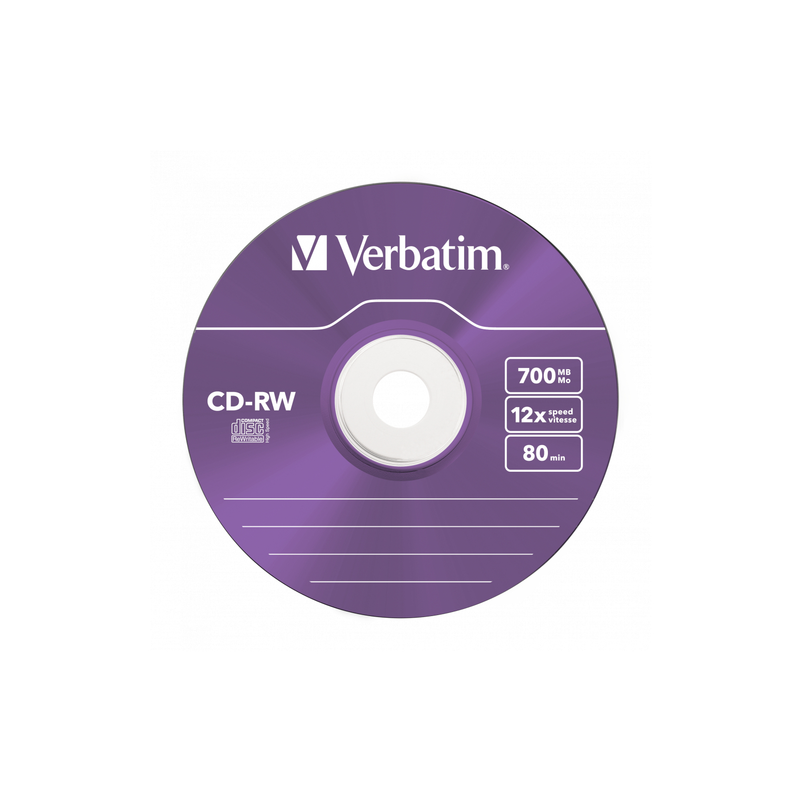 Диск CD Verbatim CD-RW 700Mb 12X SlimBox 5шт Color (43167) зображення 2
