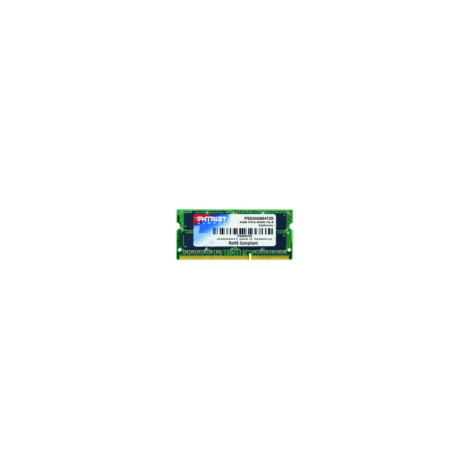 Модуль пам'яті для ноутбука SoDIMM DDR2 4GB 667 MHz Patriot (PSD24G6672S)