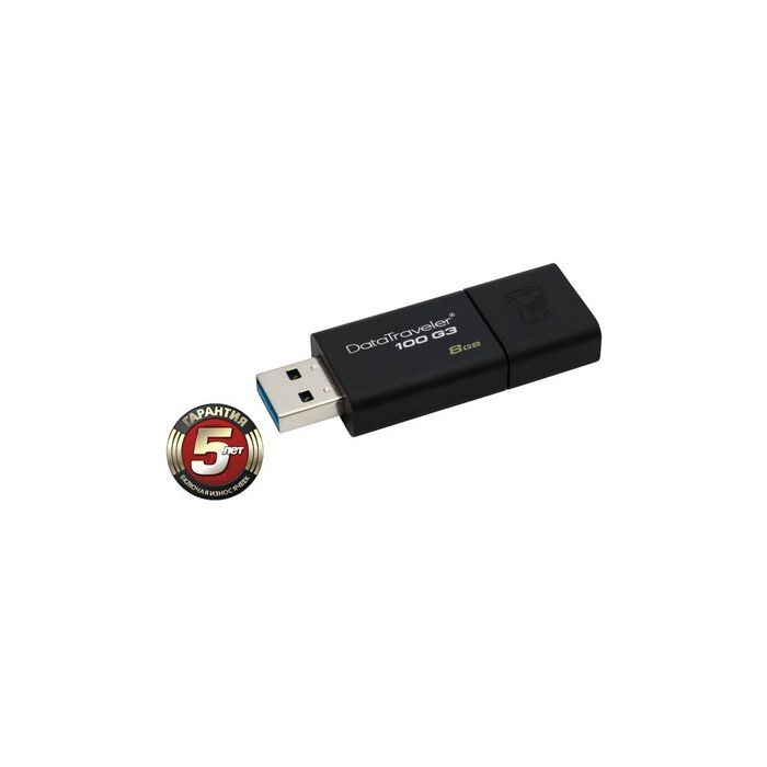 USB флеш накопитель Kingston 8Gb DataTraveler 100 Generation 3 USB3.0 (DT100G3/8GB) изображение 2