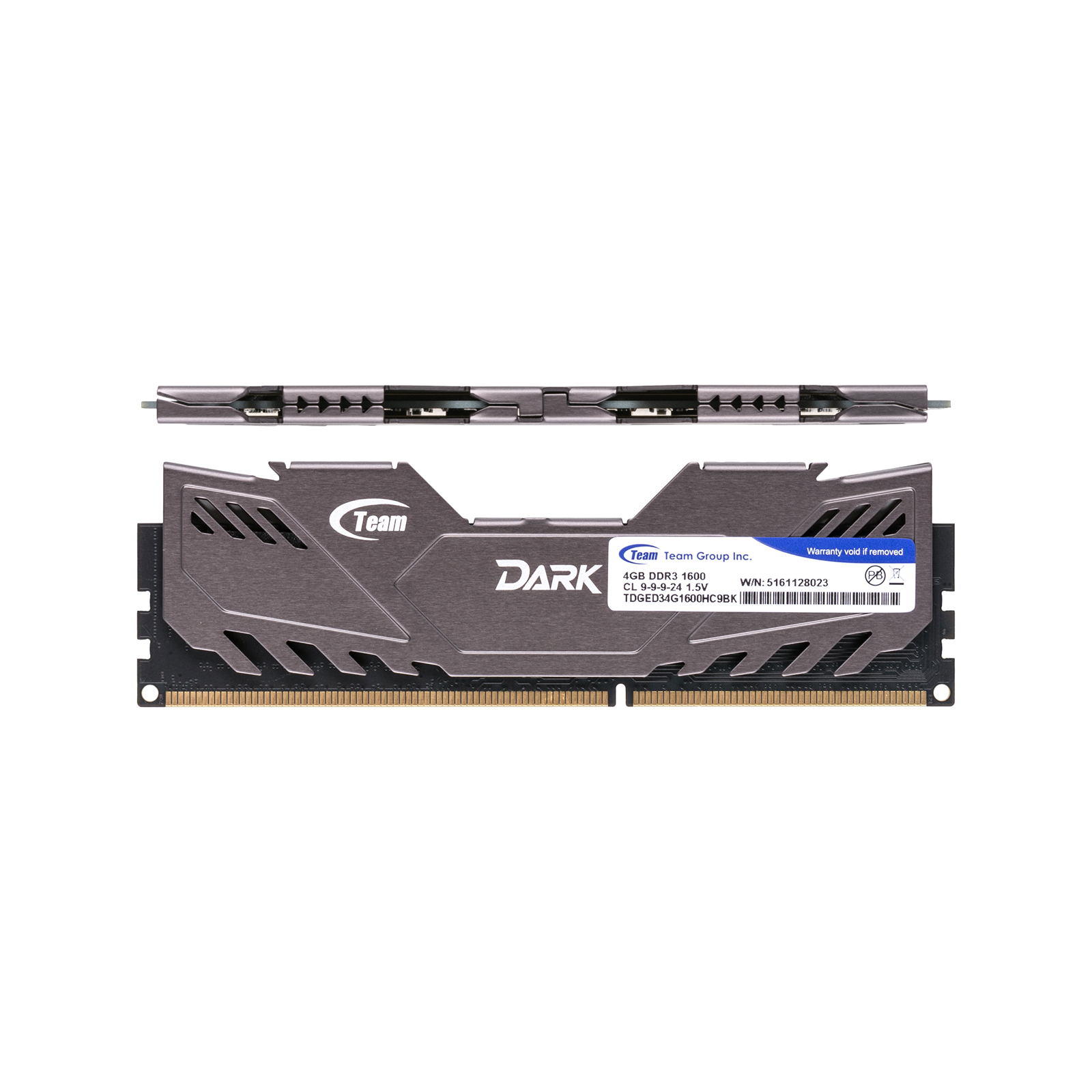 Модуль пам'яті для комп'ютера DDR3 4GB 1600 MHz Dark Series Gray Team (TDGED34G1600HC901) зображення 2