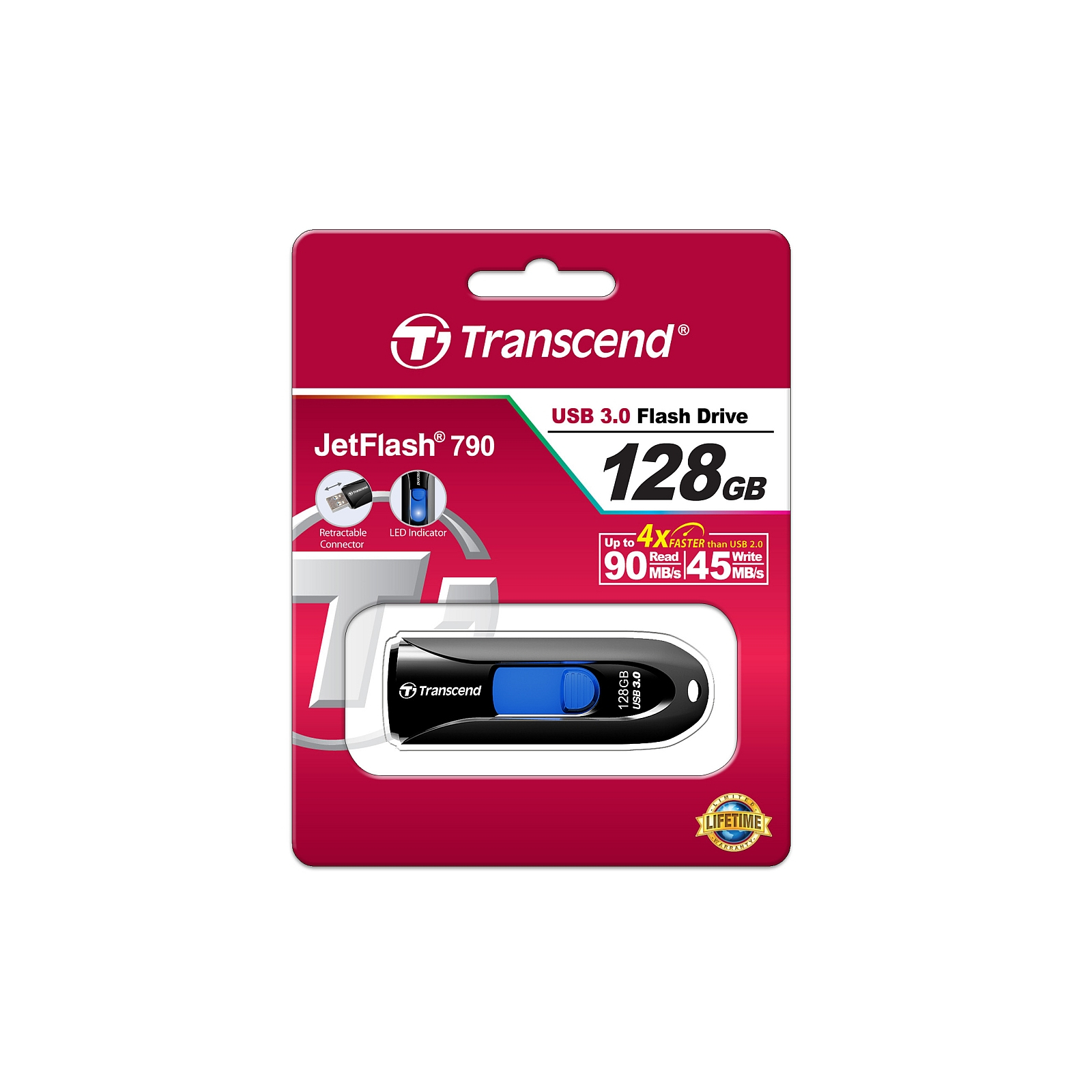USB флеш накопитель Transcend 256GB JetFlash 790 Black USB 3.0 (TS256GJF790K) изображение 5
