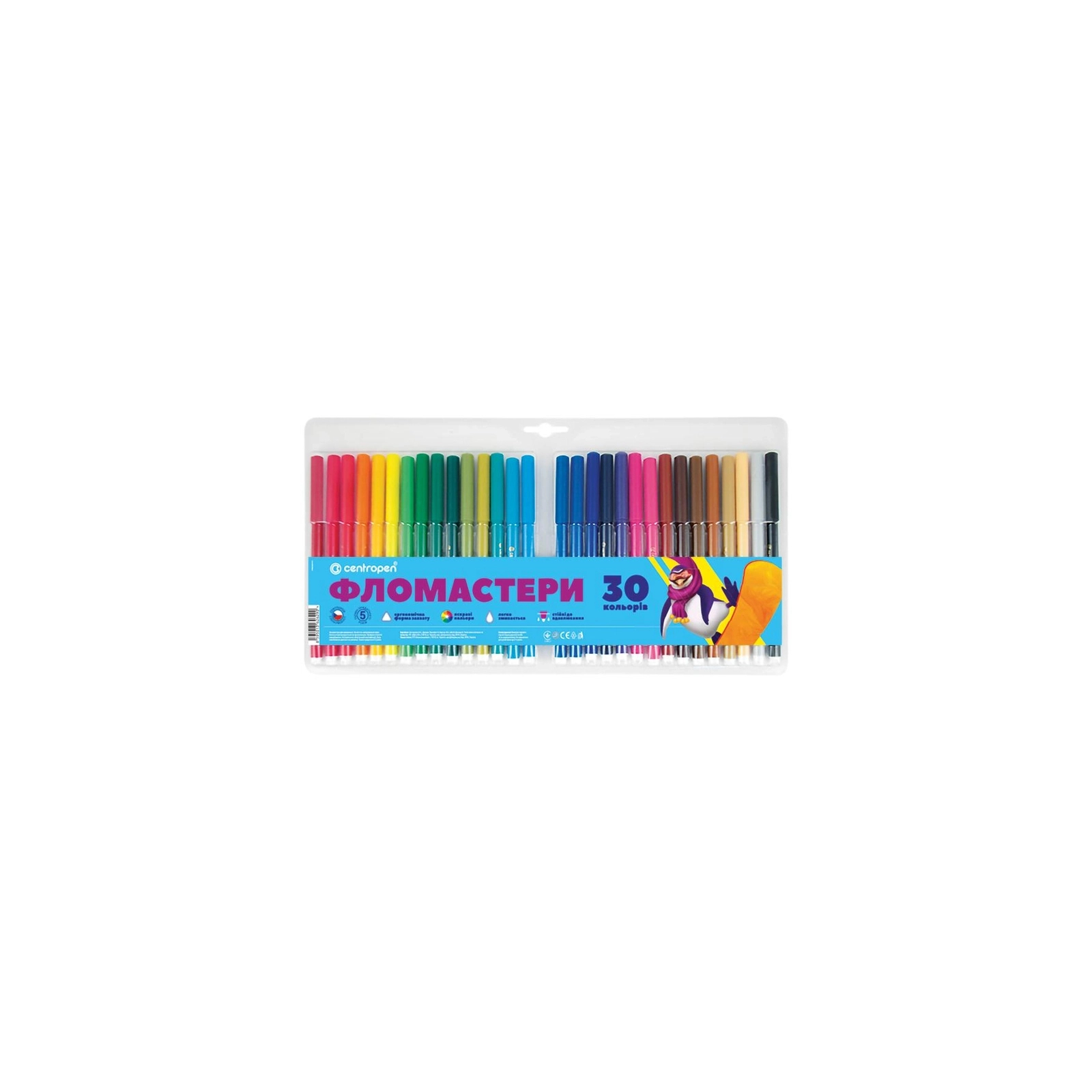 Фломастеры Centropen 7550/30 COLOUR WORLD, 30 colors (7550/30 ТП)