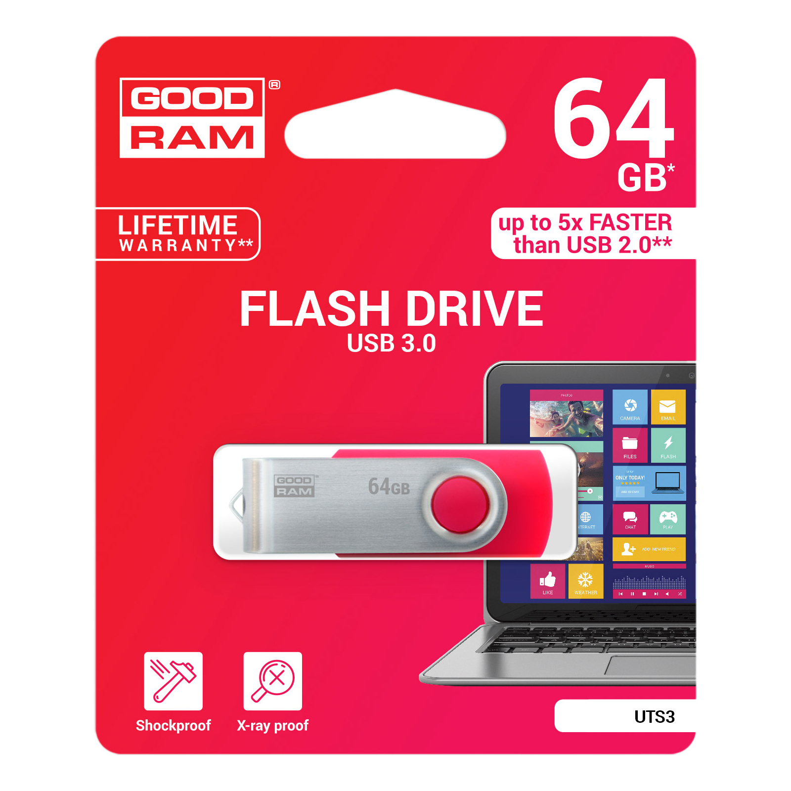 USB флеш накопичувач Goodram 64GB UTS3 Twister Red USB 3.0 (UTS3-0640R0R11) зображення 3