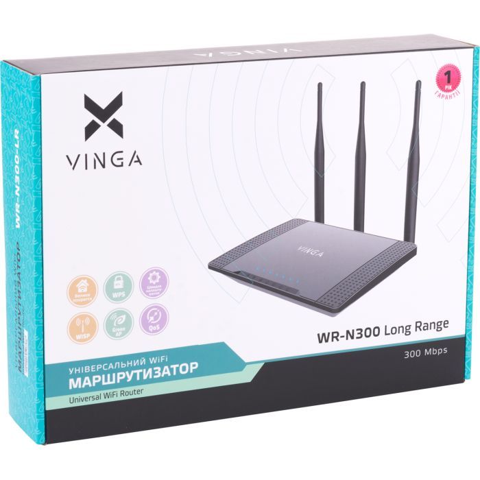 Маршрутизатор Vinga WR-N300 Long Range (WR-N300-LR) зображення 11