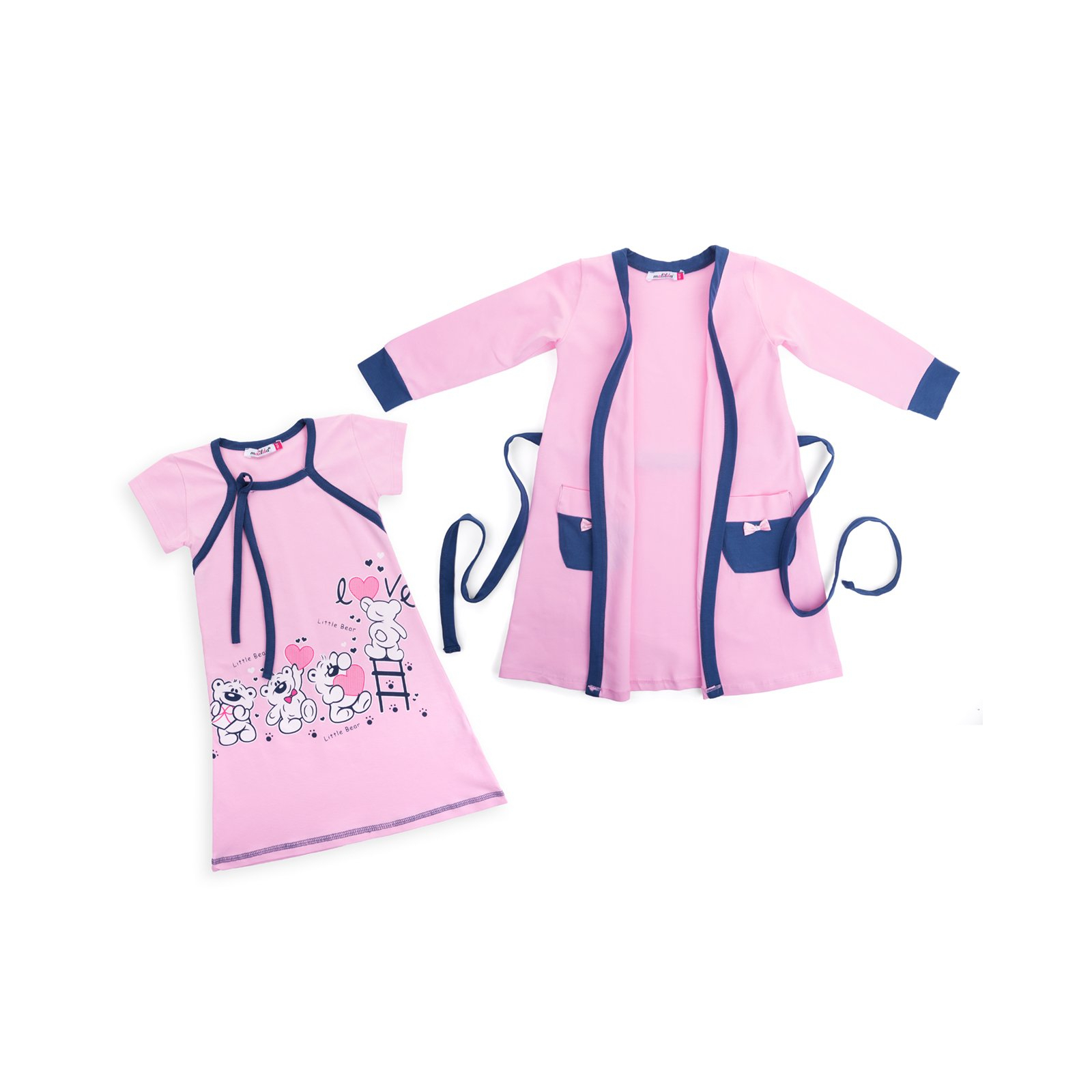 Пижама Matilda и халат с мишками "Love" (7445-164G-pink)