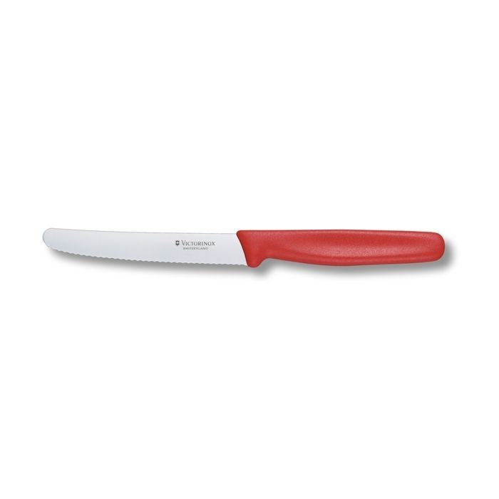 Кухонный нож Victorinox Standart для овощей 11 см, с волнистым лезвием, красный (5.0831)