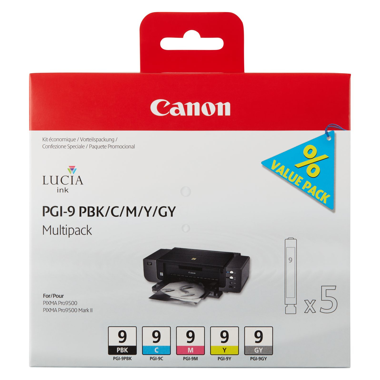 Картридж Canon PGI-9 Multi Pack PBK/C/M/Y/GY (1034B013) зображення 3