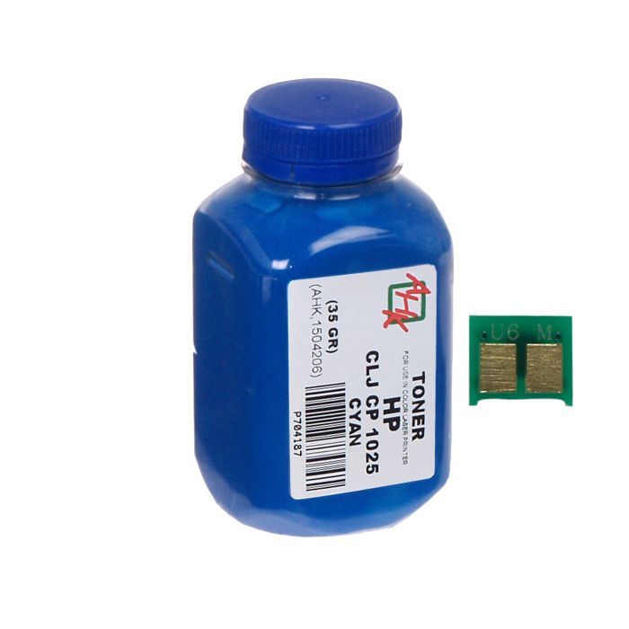 Тонер HP CLJ CP1025 35г Cyan +chip AHK (1500124)