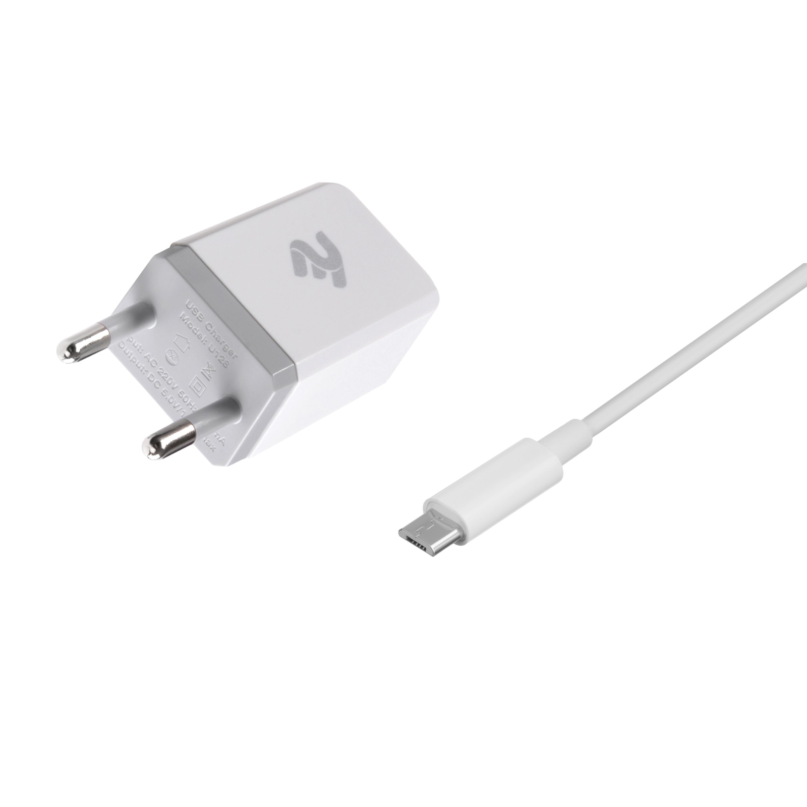 Зарядное устройство 2E USB Wall Charger USB:DC5V/2.1A +кабель MicroUSB 2.4A, white (2E-WC1USB2.1A-CM) изображение 2
