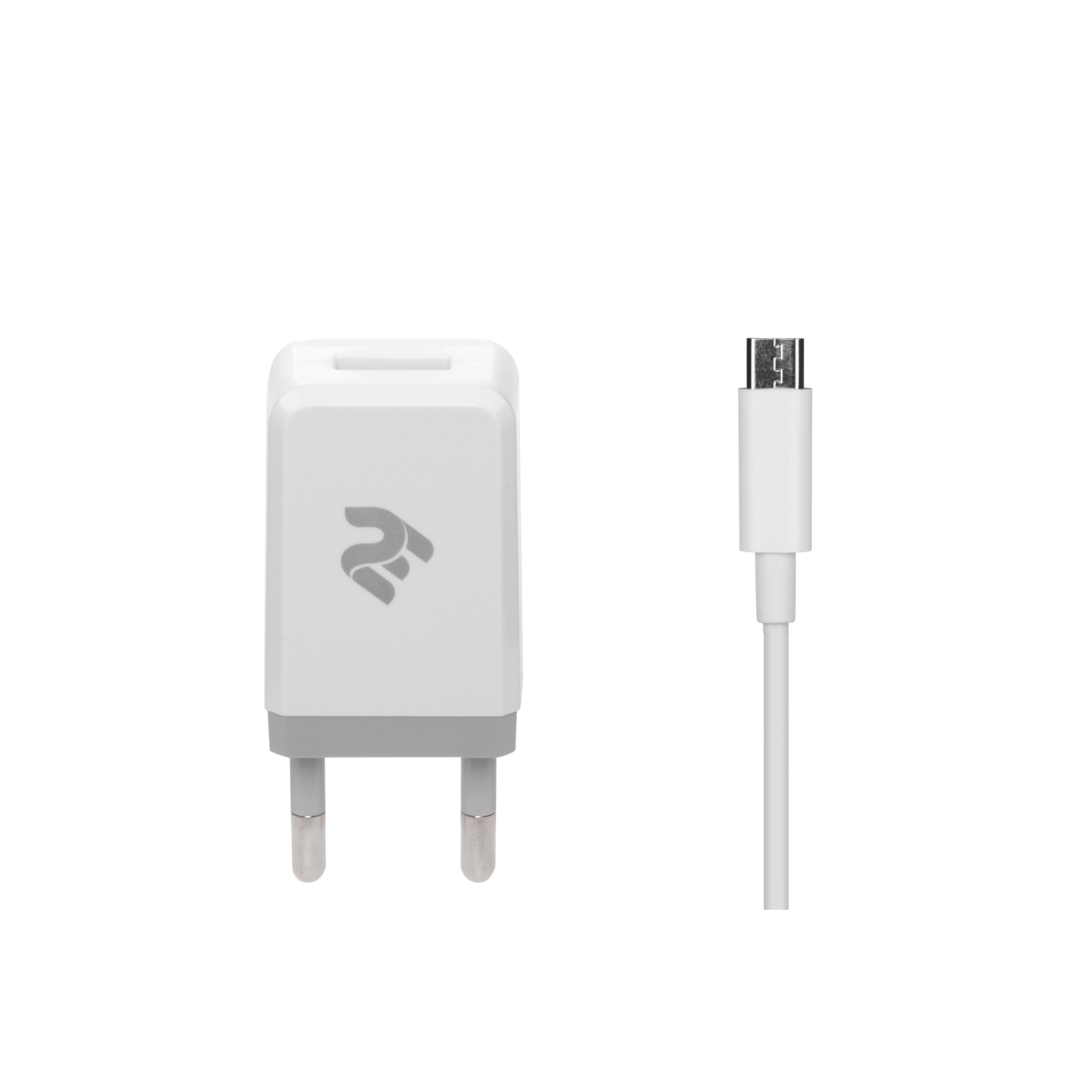 Зарядное устройство 2E USB Wall Charger USB:DC5V/2.1A +кабель MicroUSB 2.4A, white (2E-WC1USB2.1A-CM)