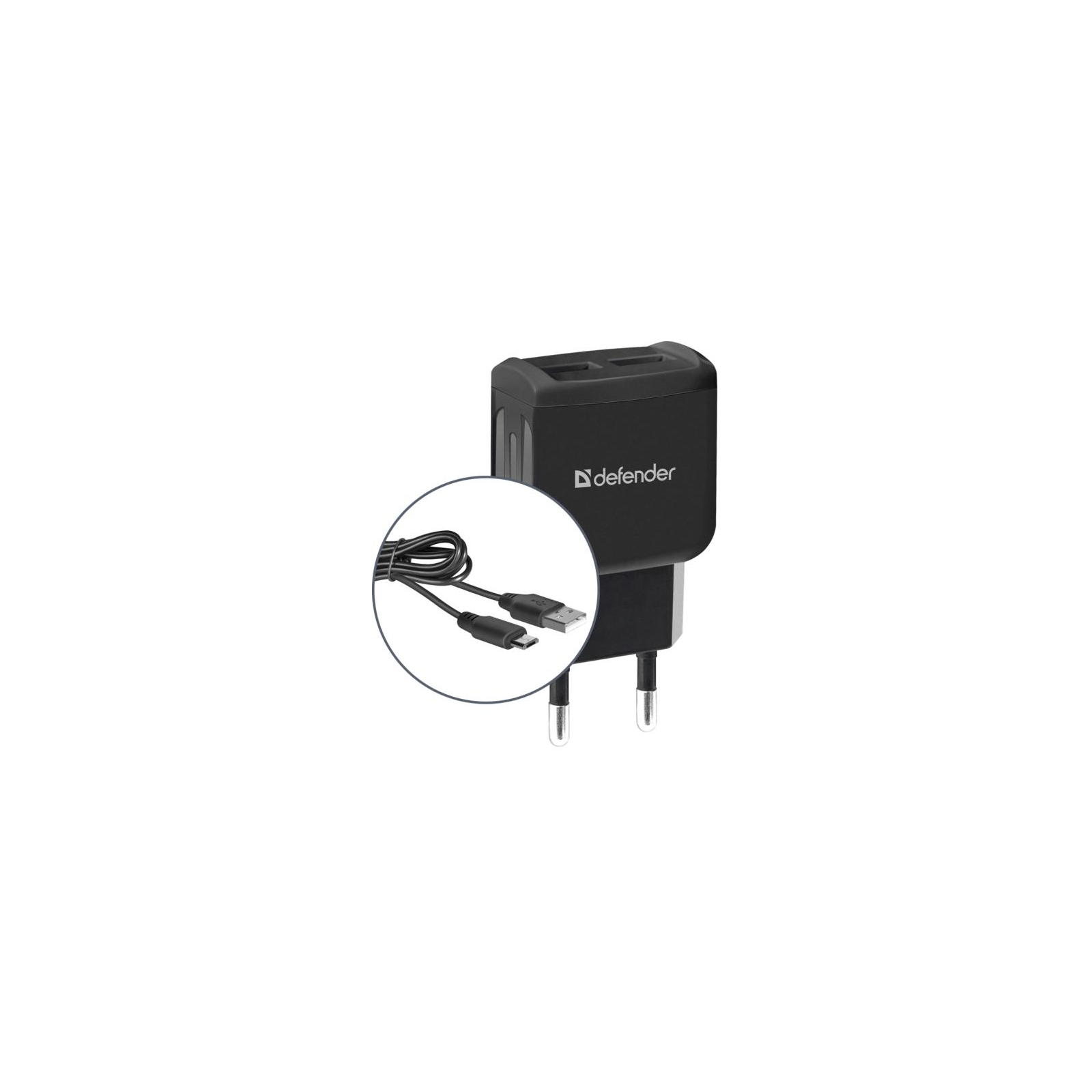Зарядний пристрій Defender UPС-21 2xUSB,5V/2.1А кабель microUSB (83581) зображення 2