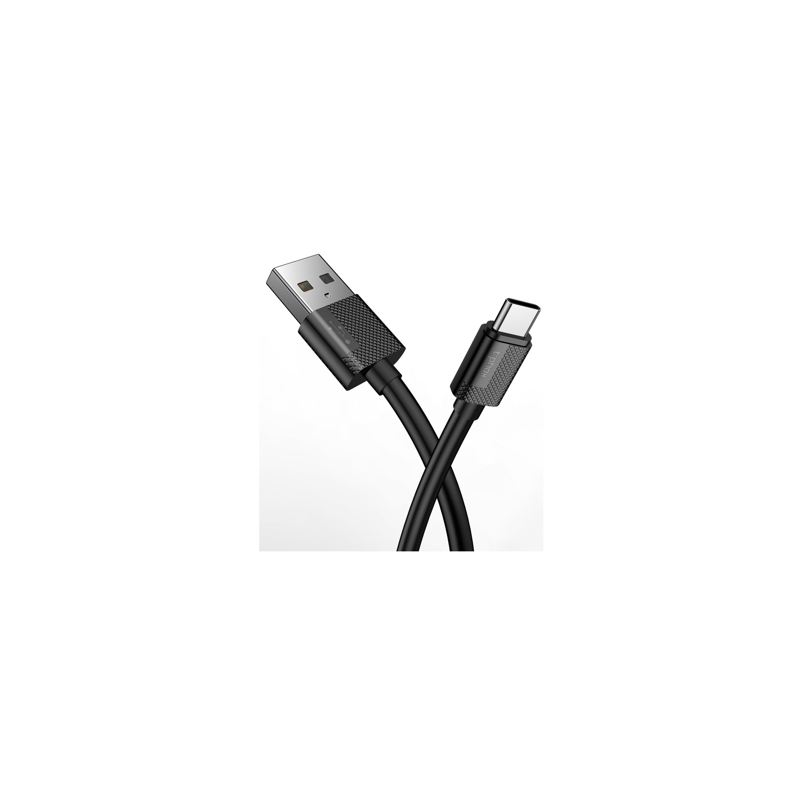 Дата кабель USB 2.0 AM to Type-C 0.3m Nets T-C801 Black T-Phox (T-C801(0.3) Black) зображення 3