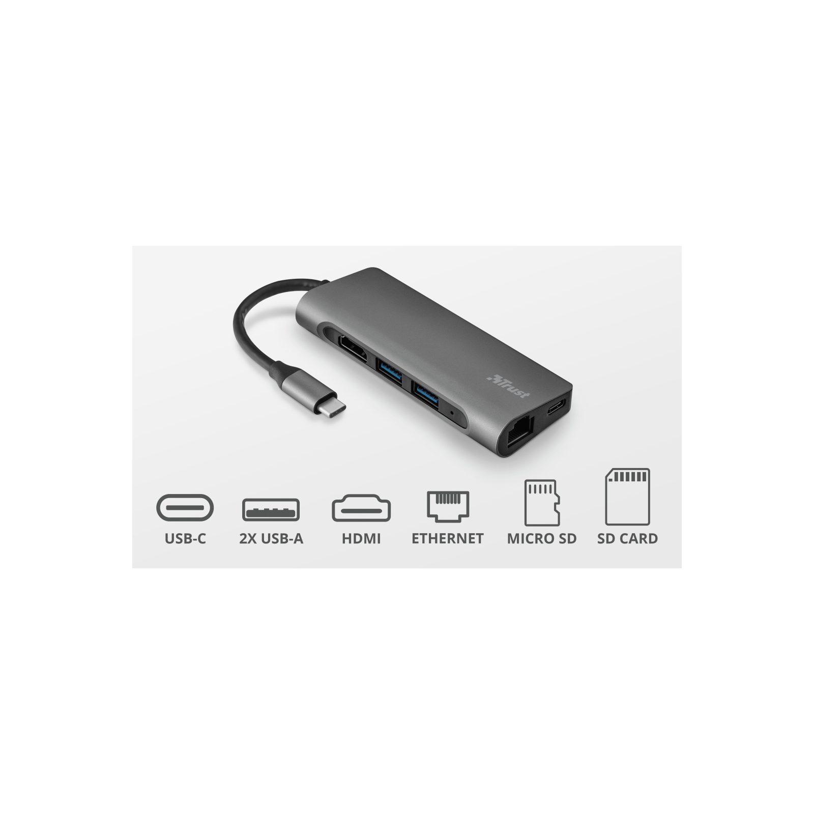 Концентратор Trust Dalyx Aluminium 7-in-1 USB-C Multi-port ALUMINIUM (23331_TRUST) зображення 6