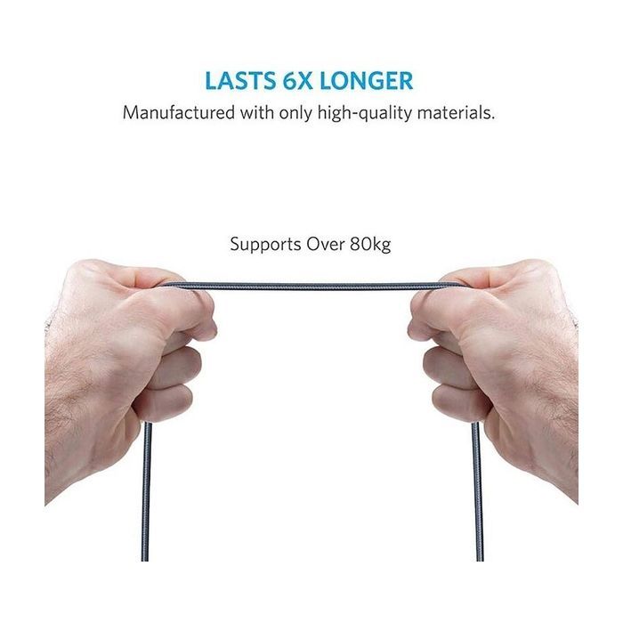 Дата кабель USB 2.0 AM to Lightning 1.8m black Anker (A8013H11/A8013H12) изображение 3