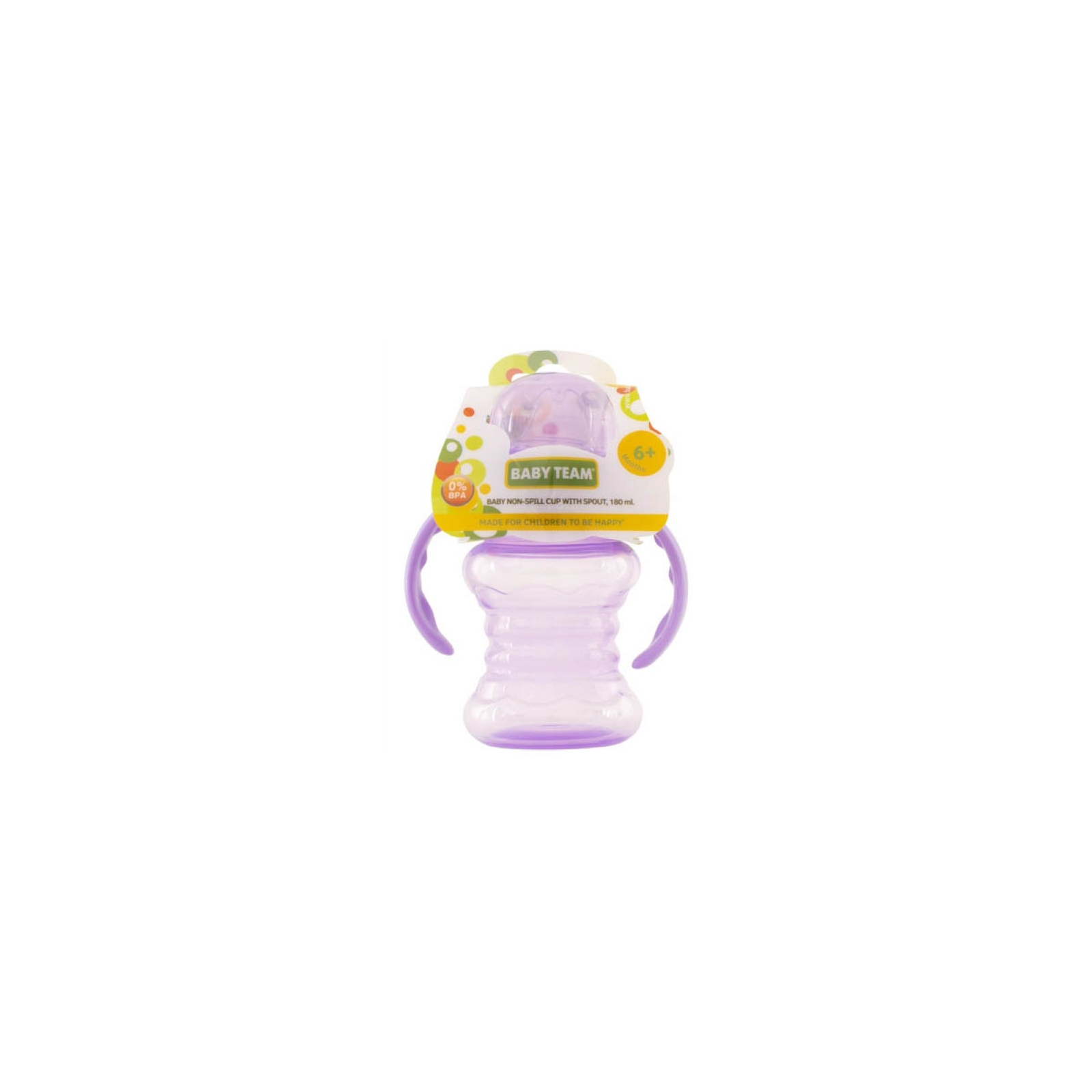 Поильник-непроливайка Baby Team со спаутом и ручками 180 мл 6+ (5022_фиолетовый) изображение 2