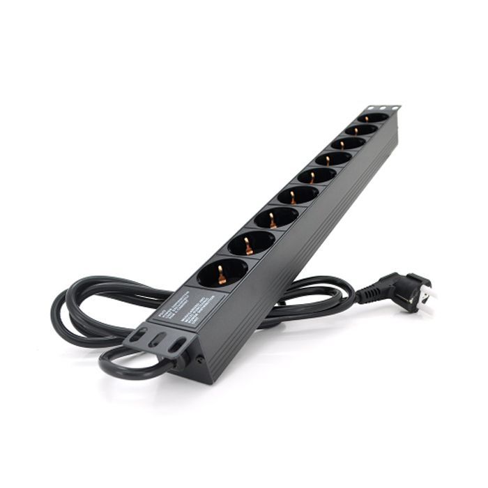 Силовий блок 19" 9 розеток, кабель 1.8м, алюм. корпус Pipo (PP9PDUGR)