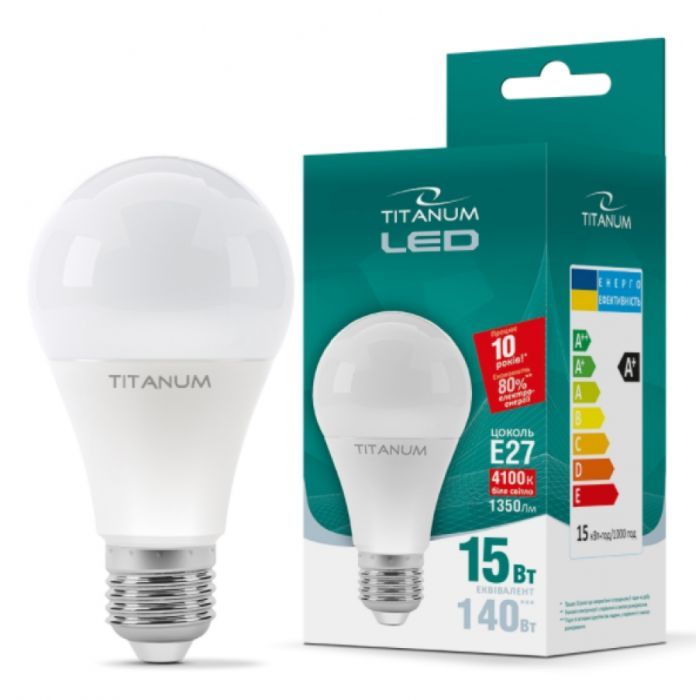 Лампочка TITANUM A65 15W E27 4100K 220V (TLA6515274) изображение 2