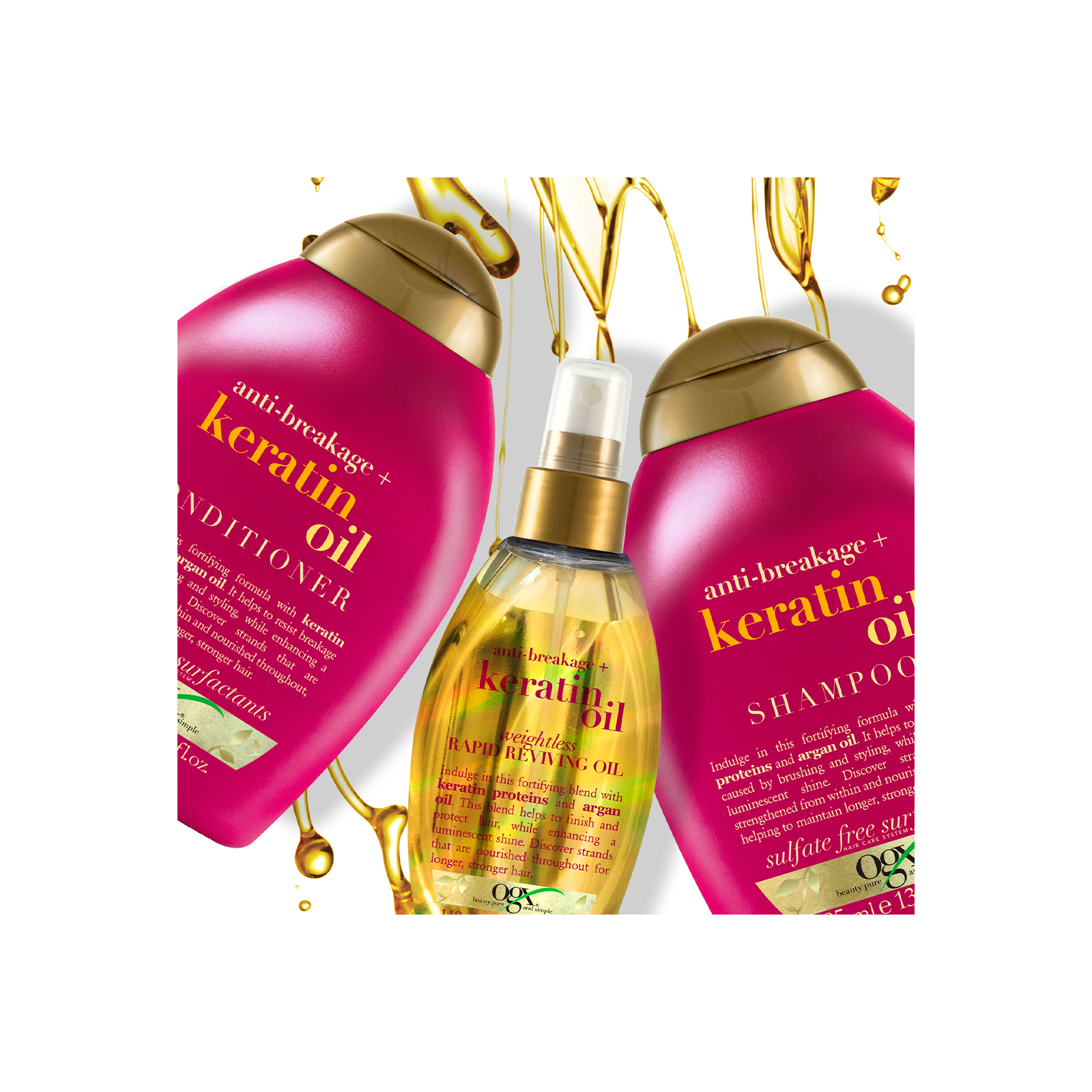 Кондиционер для волос OGX Keratin Oil против ломкости с кератиновым маслом 385 мл (0022796977526) изображение 2